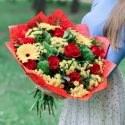 Букет с розами, герберами и хризантемой купить