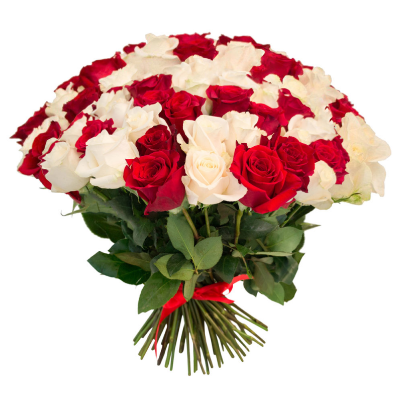 Букет "101 красная и белая роза" с доставкой
