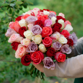 51 разноцветная роза (Кения) заказать