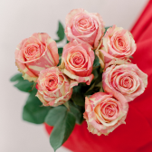 7 эквадорских розовых роз Фиеста 70см с доставкой