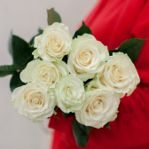 7 эквадорских белых роз Мондиаль 70см купить