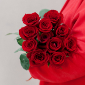 11 эквадорских красных роз Фридом 60см купить