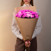 Букет из 9 розовых хризантем(с упаковкой) купить