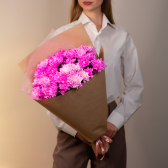 Букет из 9 розовых хризантем(с упаковкой) заказать