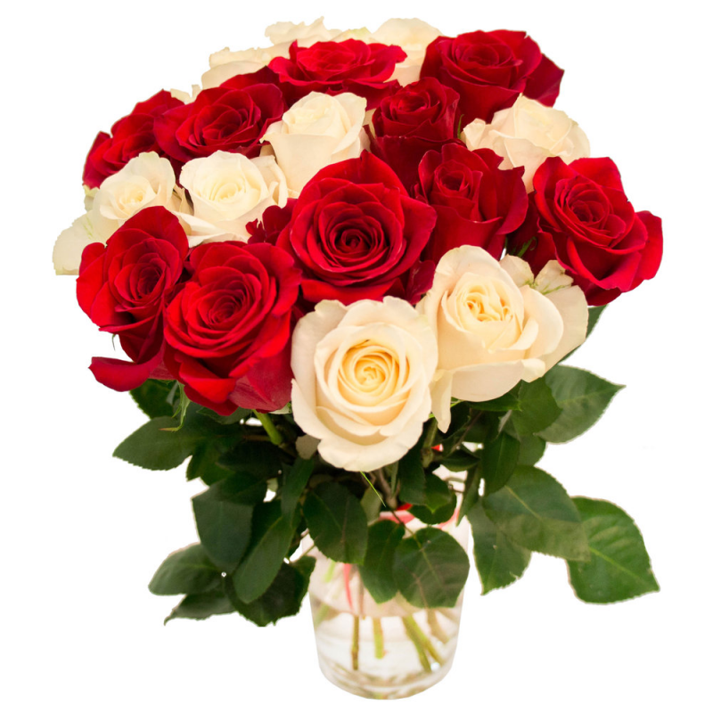 Букет "19 красных и белых роз" с доставкой