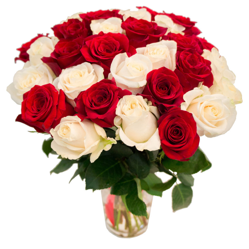 Букет "31 красная и белая роза" с доставкой