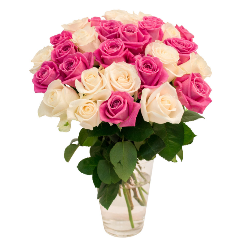 Букет "31 белая и розовая роза" с доставкой