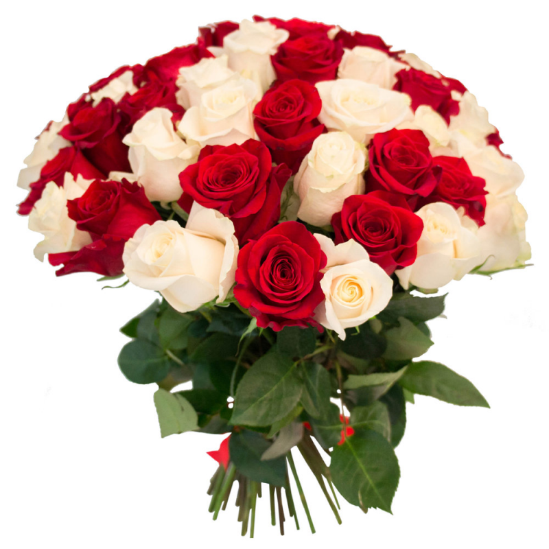 Букет "55 красных и белых роз" с доставкой