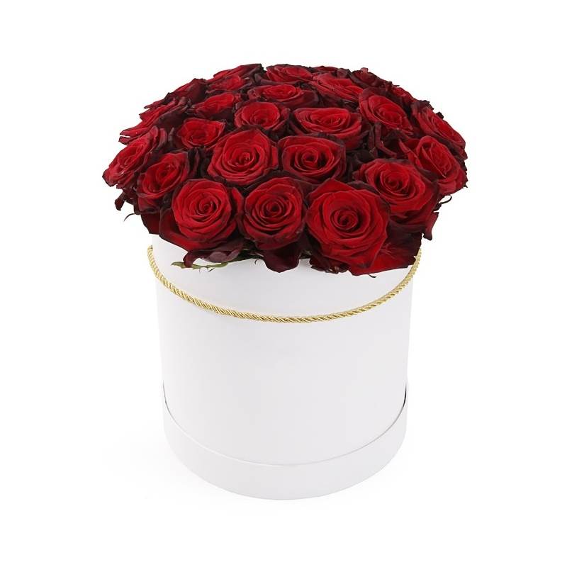 Букет в шляпной коробке "31 красная роза" с доставкой
